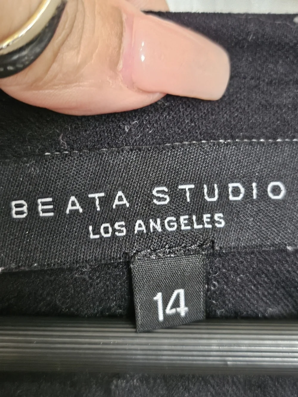 Beata Studio Los Angeles Floral Wrap Dress Size 14 Black Pink Midi Made in USA. - Picture 9 of 15